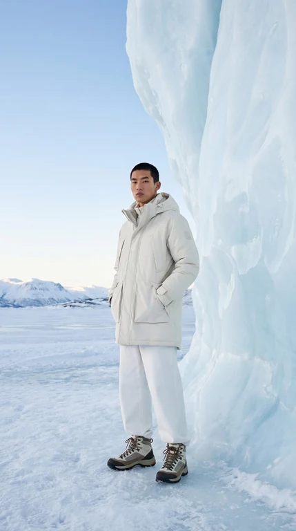 Glacier Monolith — Premium Outdoor/Editorial example. The glacier must read as physically real and monumental.