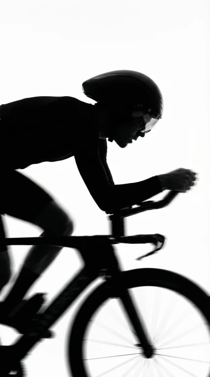 Aero Silhouette — Sport/editorial graphic example. Silhouette and bicycle geometry must remain legible.