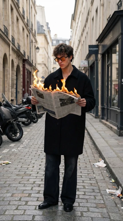 Burning Press — Surreal editorial example. Fire should be controlled and confined to the newspaper.